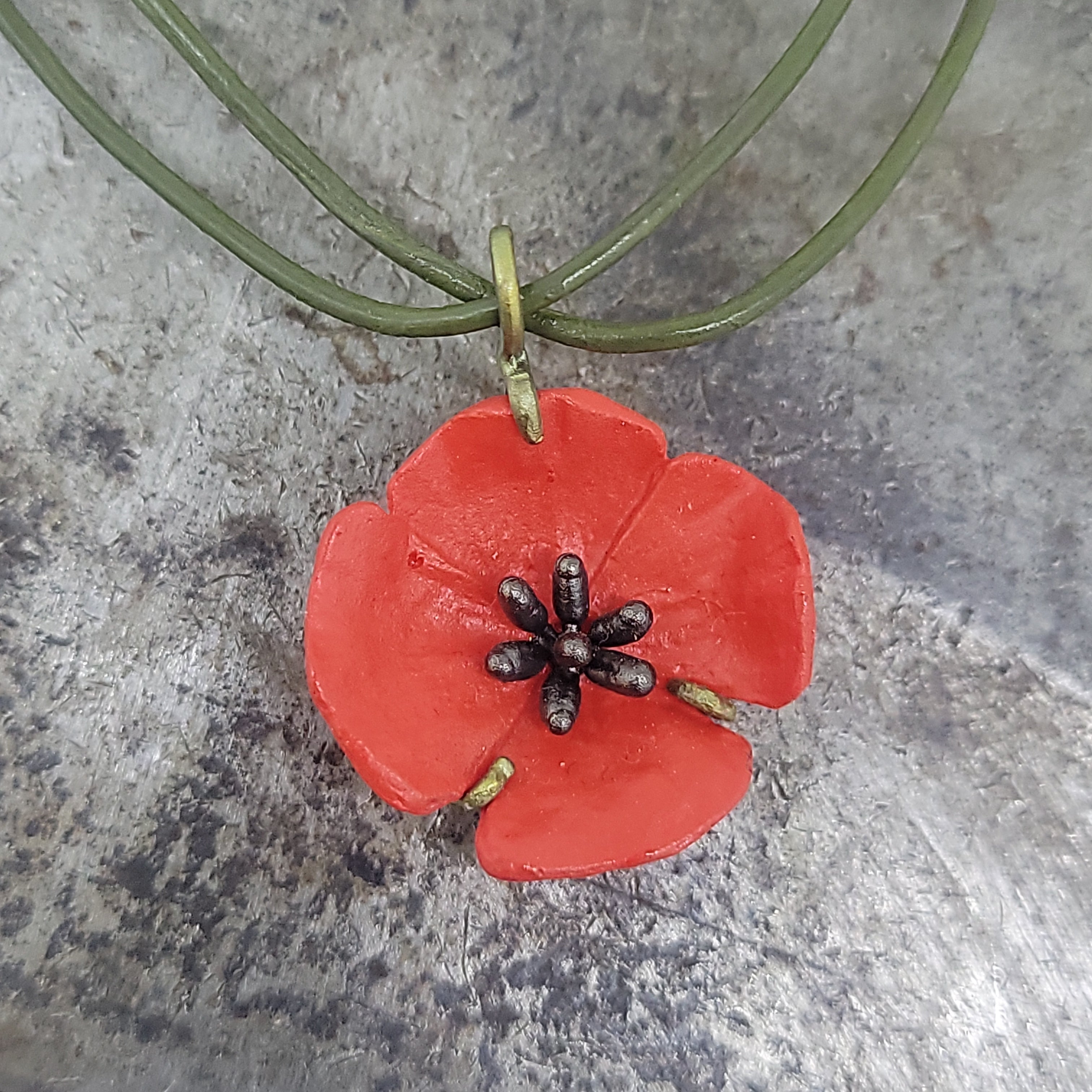 Red sale poppy necklace