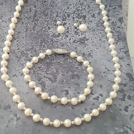 Sterling Silver Pearl Set