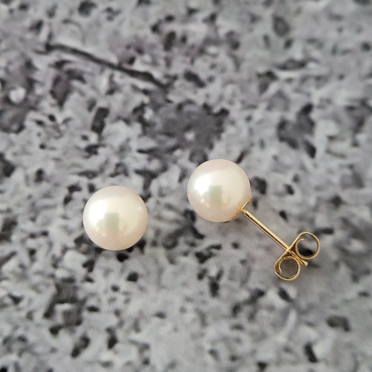 6.5mm  Cultured Pearl Earrings