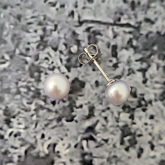 6mm Gray Pearl Earrings