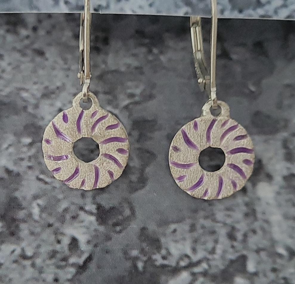 Sterling Purple Millstone Earrings