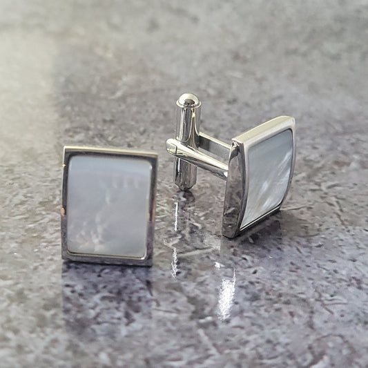 Stainless Mother of Pearl Cufflinks