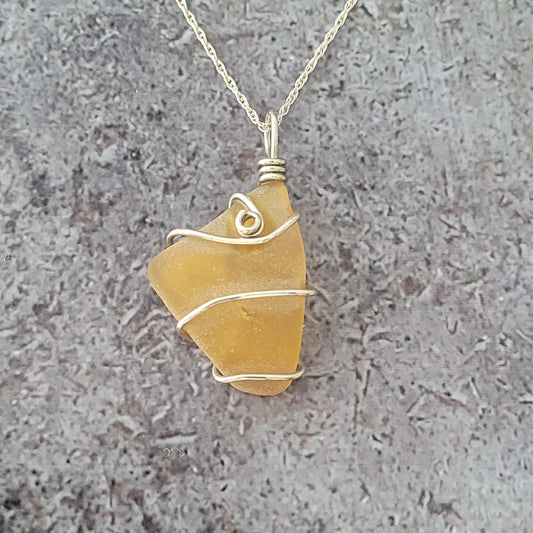 Light Brown Sea Glass Necklace