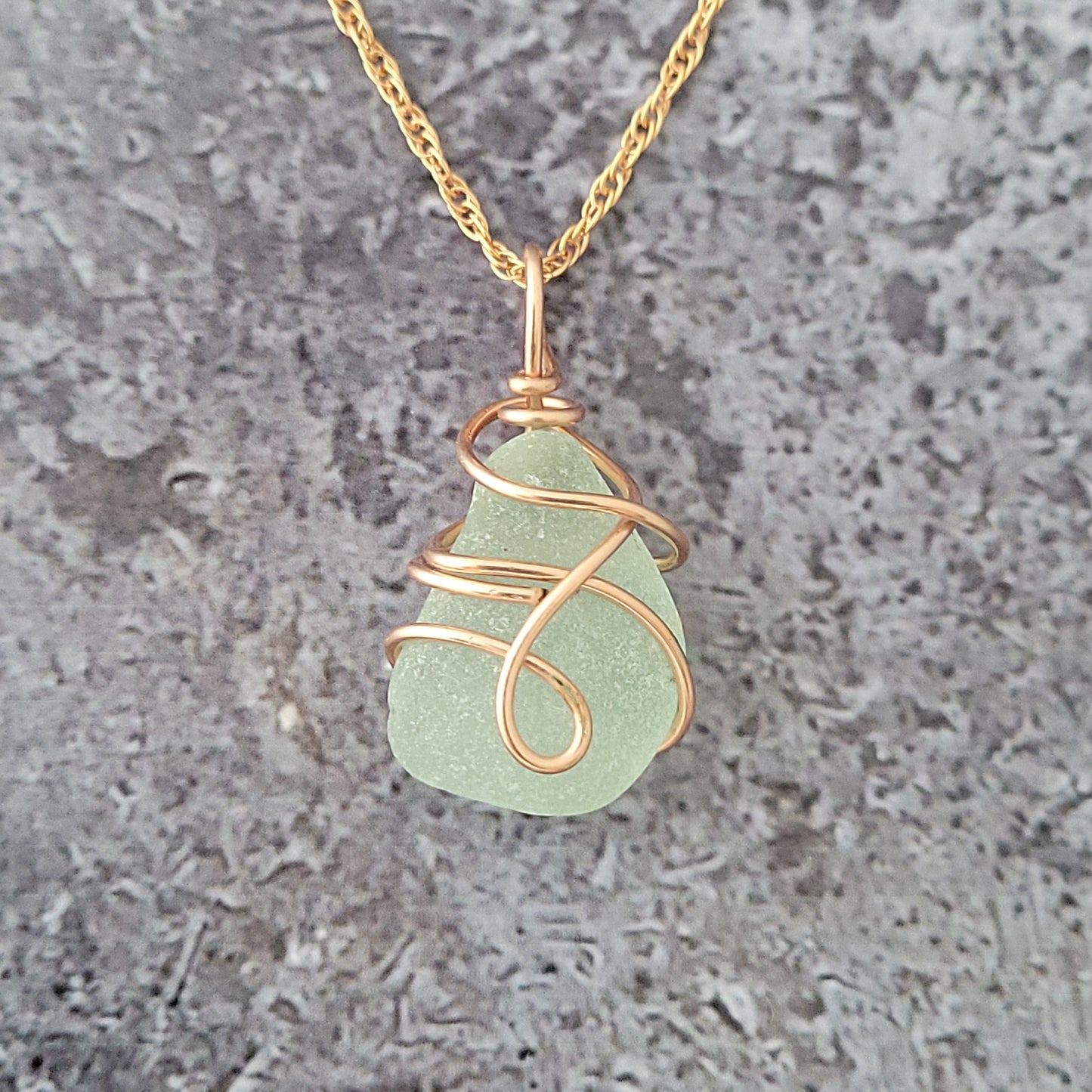 Seafoam Green Sea Glass Pendant. $63.00