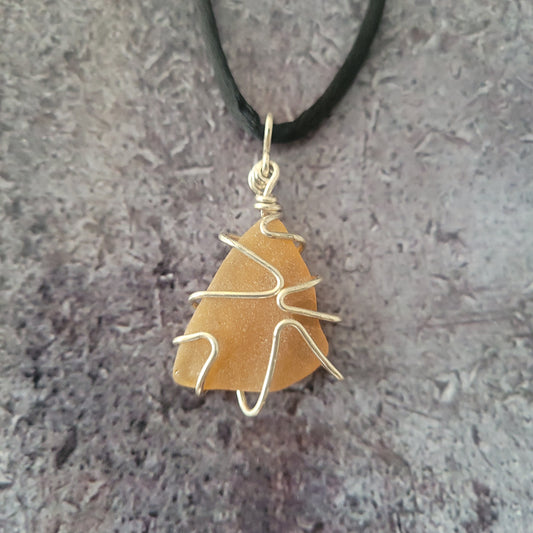 Sterling Brown Sea Glass Necklace