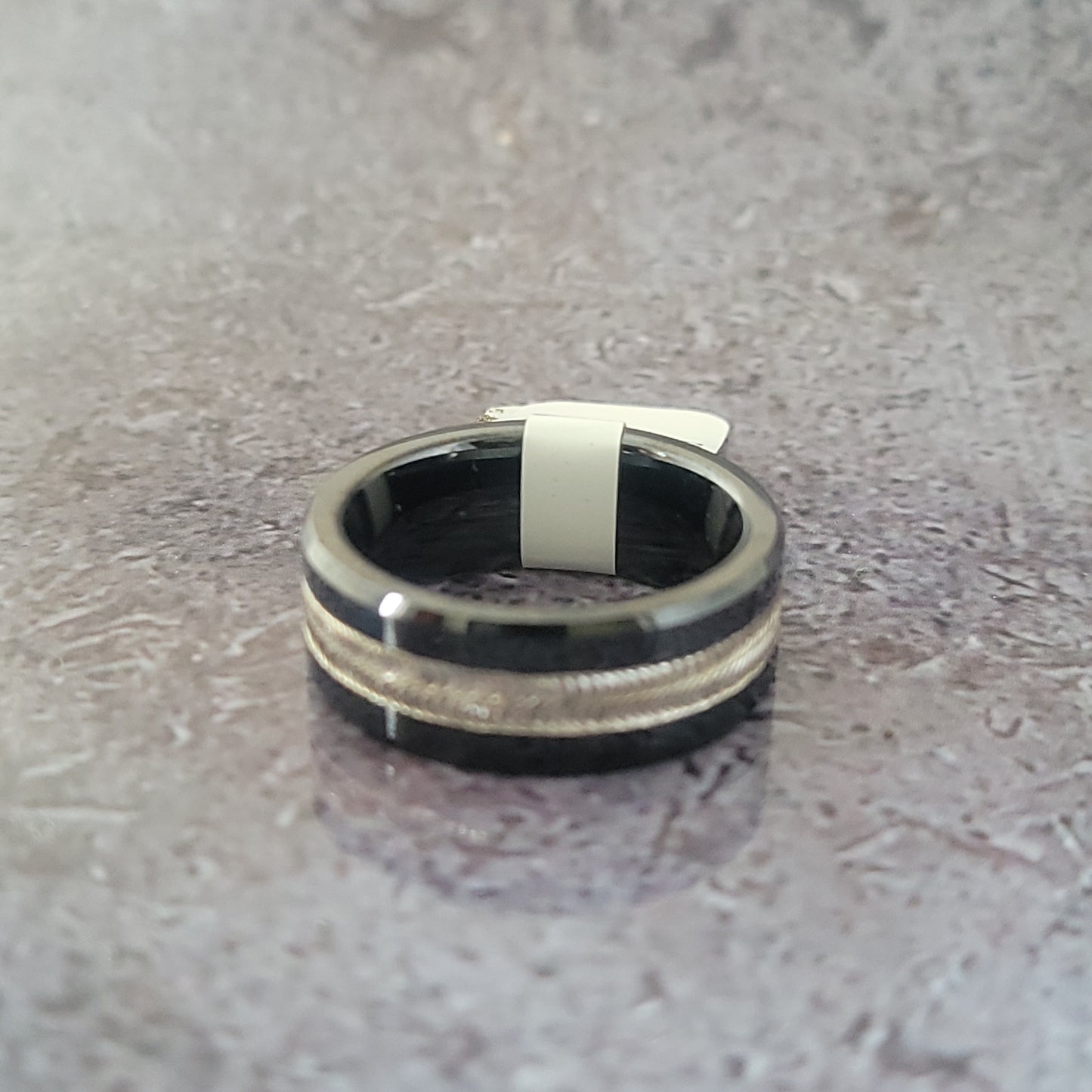 Black Ceramic and Sterling Band