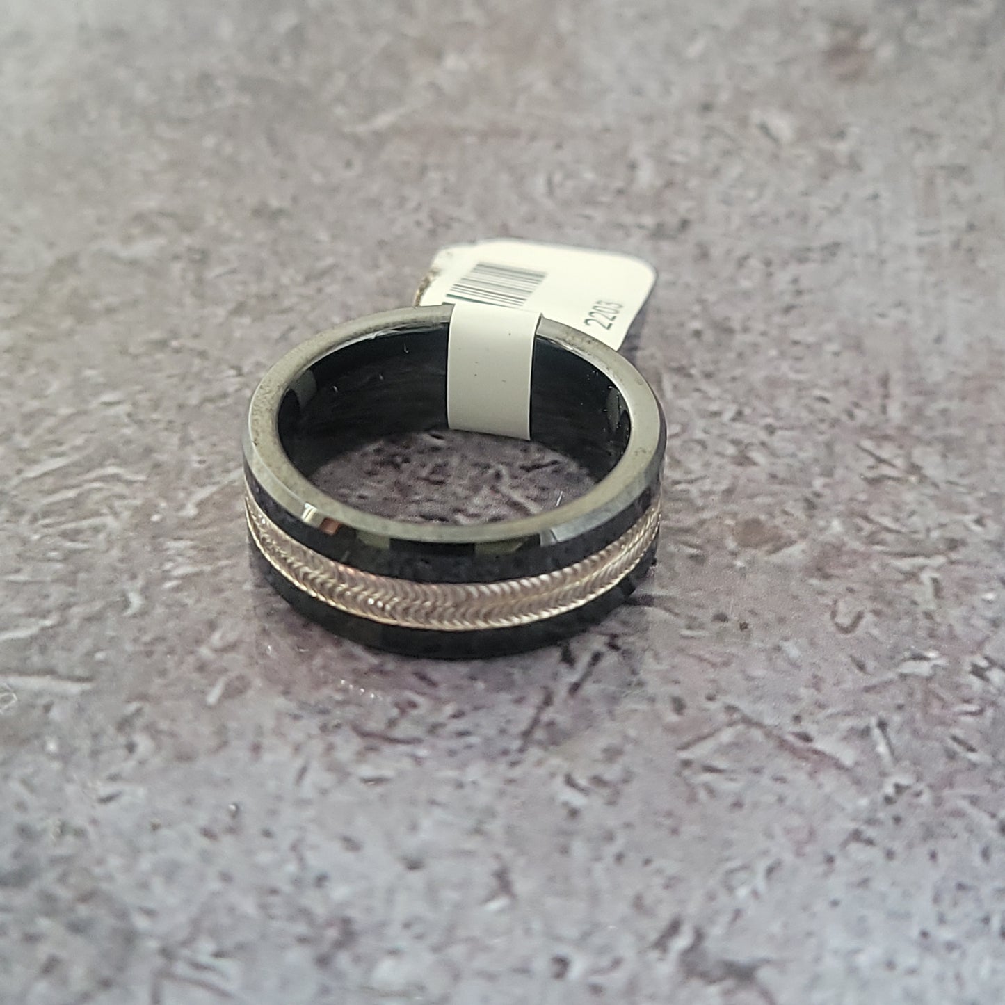 Black Ceramic and Sterling Band