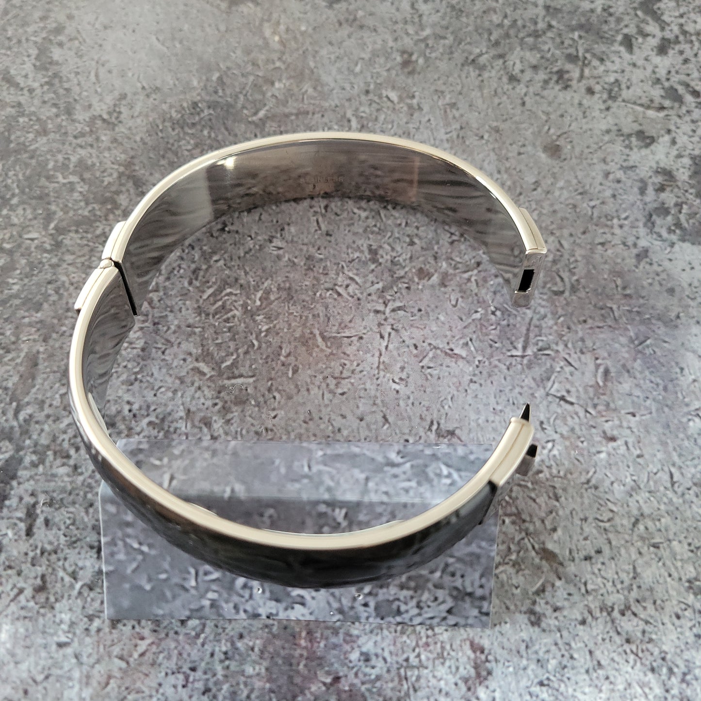 Stainless and Leather Bangle Bracelet