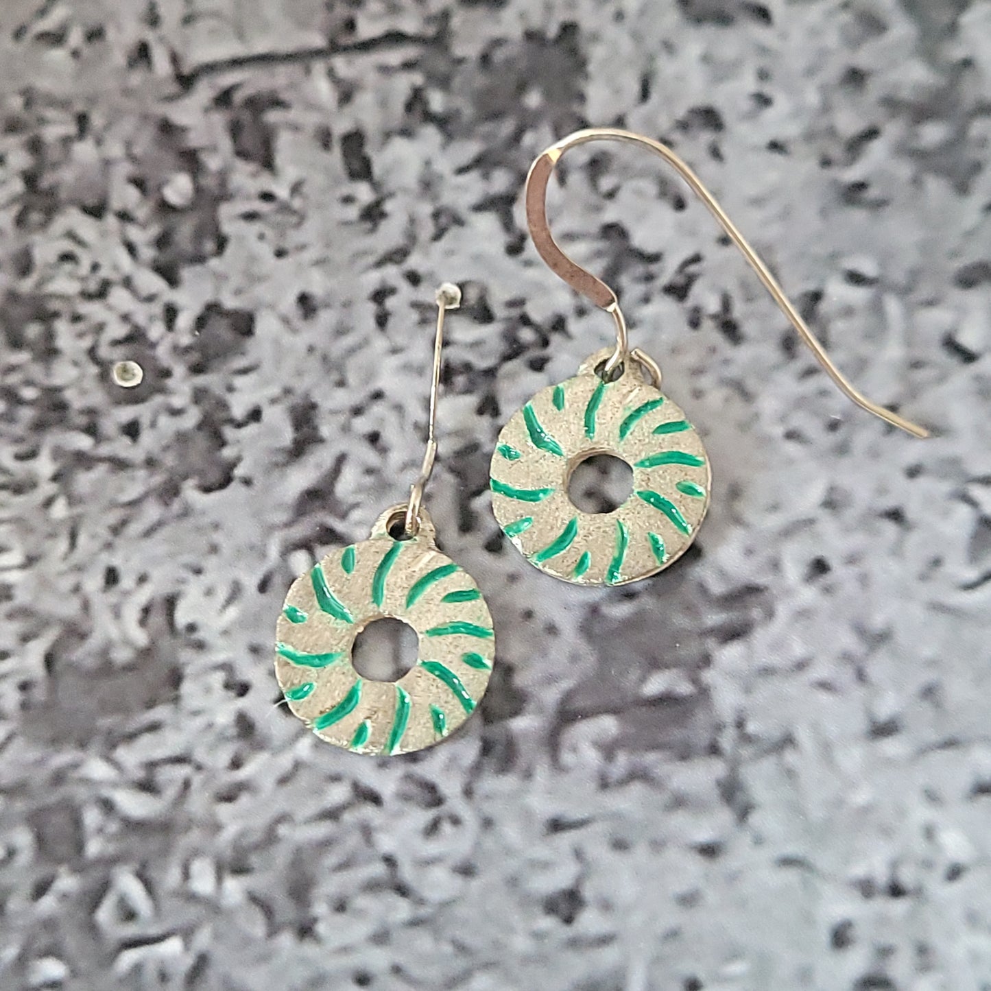 Small Green Millstone Earrings