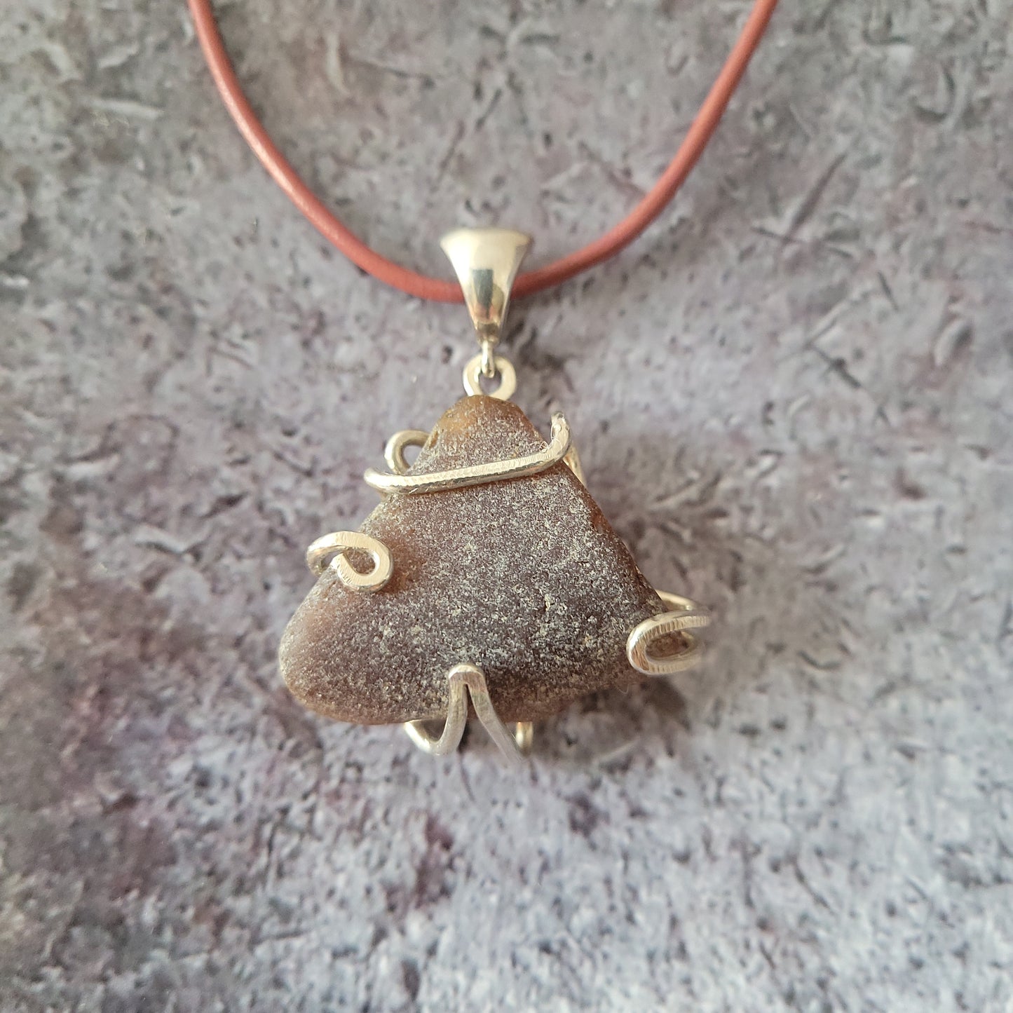 Genuine Brown Sea Glass Necklace