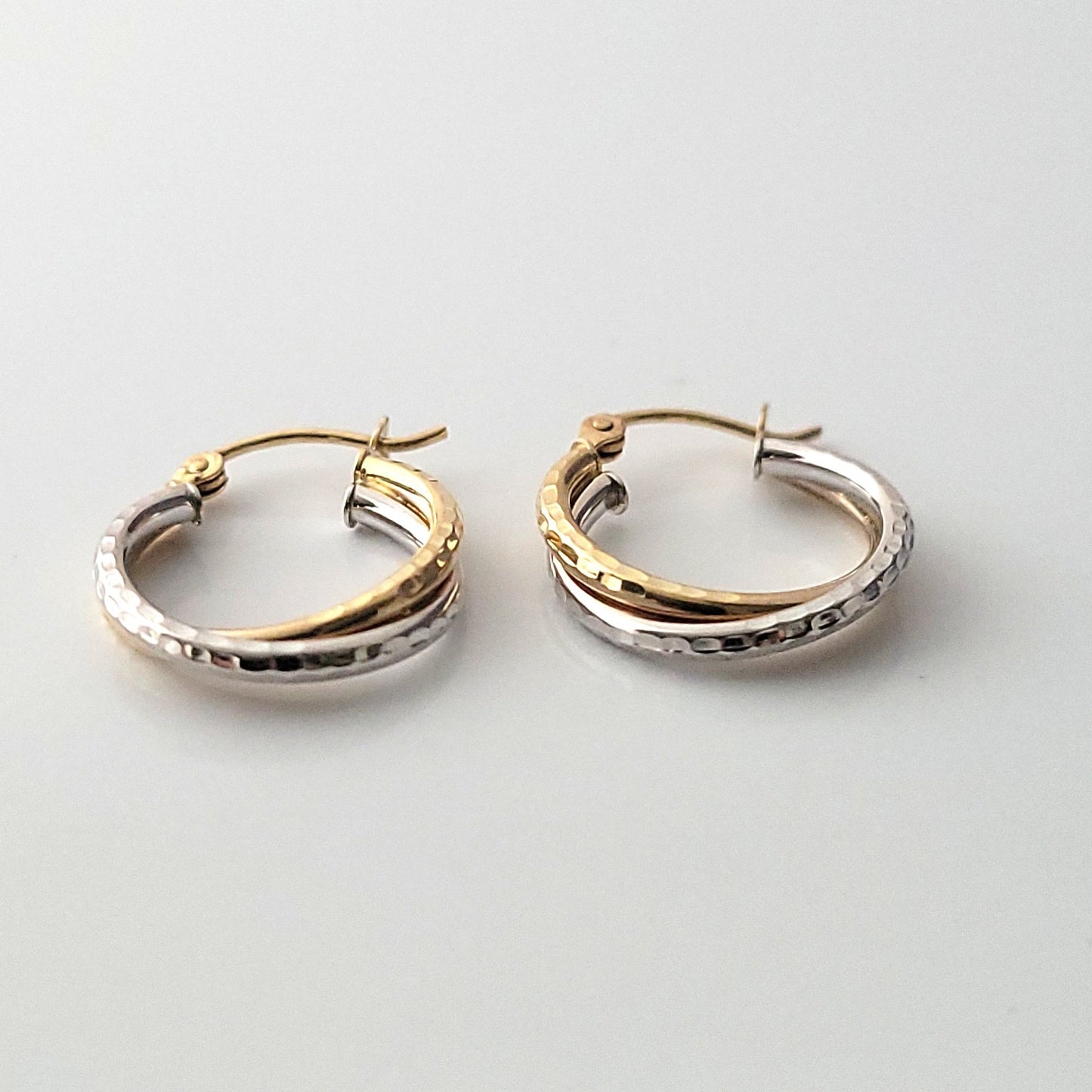 14k Two Tone Hoop Earrings