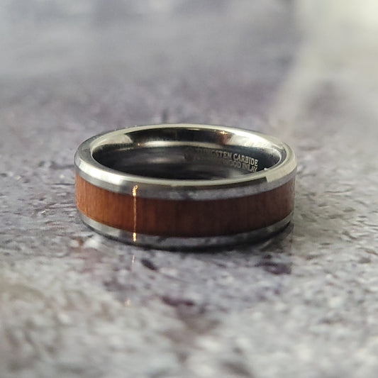 Tungsten Band with Black Cherry Inlay
