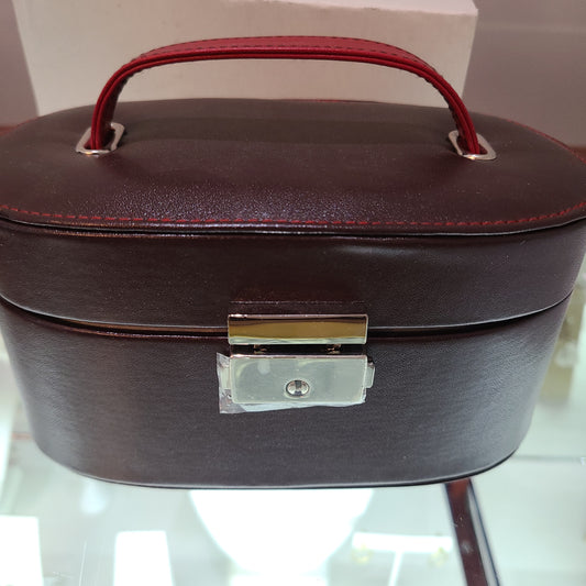 Burgandy Oval Jewelry Case