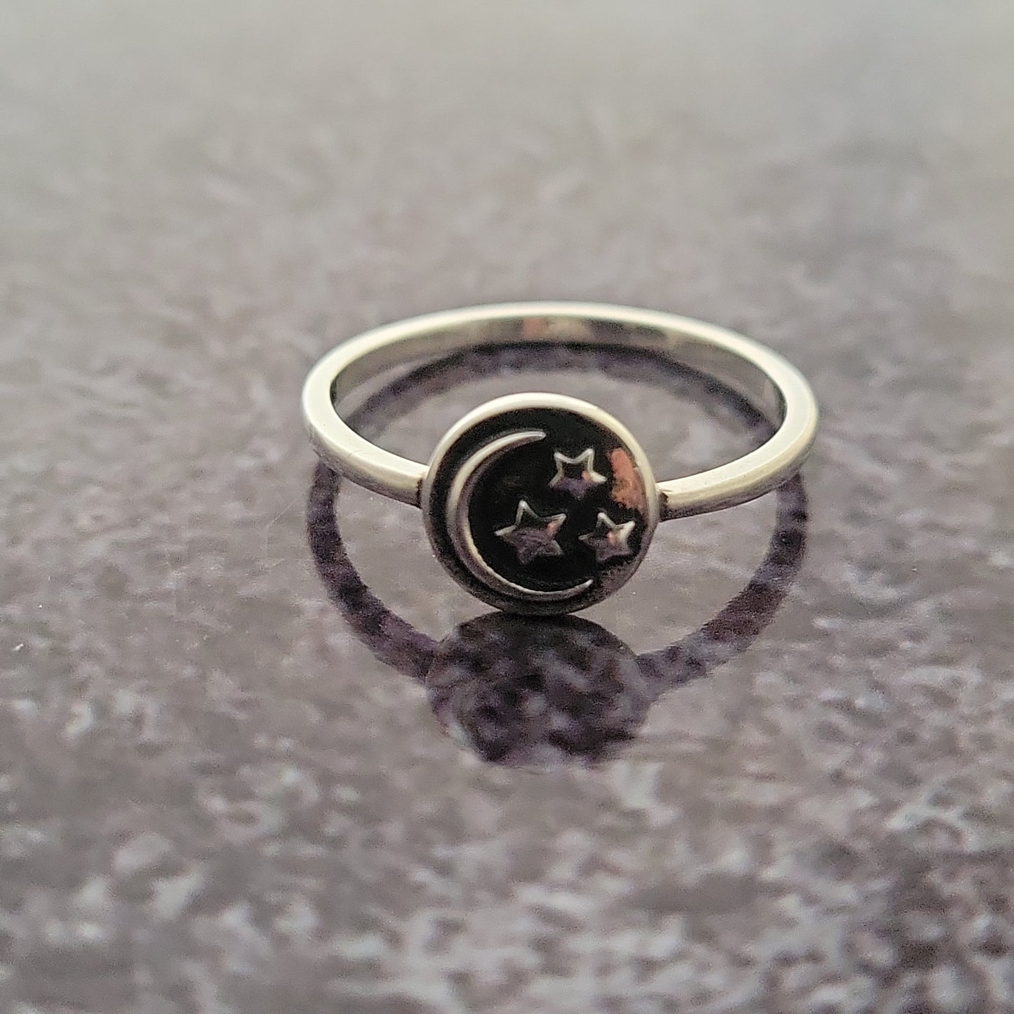 Sterling Star and Moon Ring