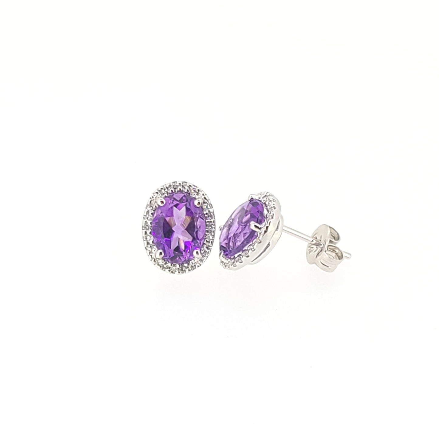 Amethyst and Diamond Halo Earrings