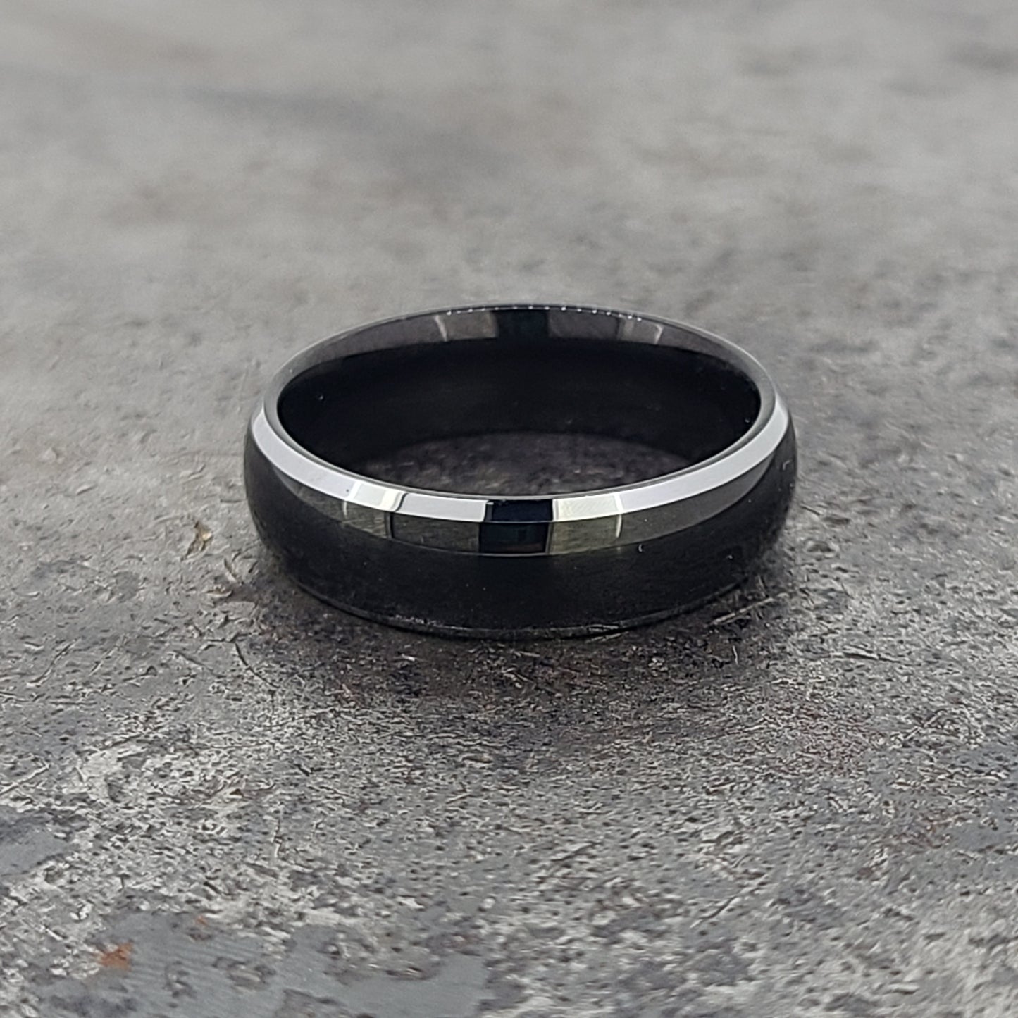 Black Tungsten Band with Polished Edges