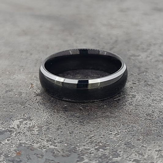 Black Tungsten Band with Polished Edges