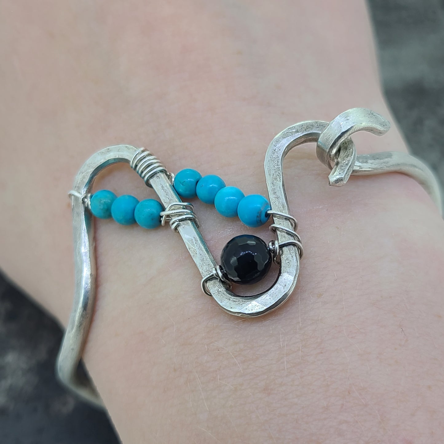 Handmade Turquoise and Black Onyx Bracelet