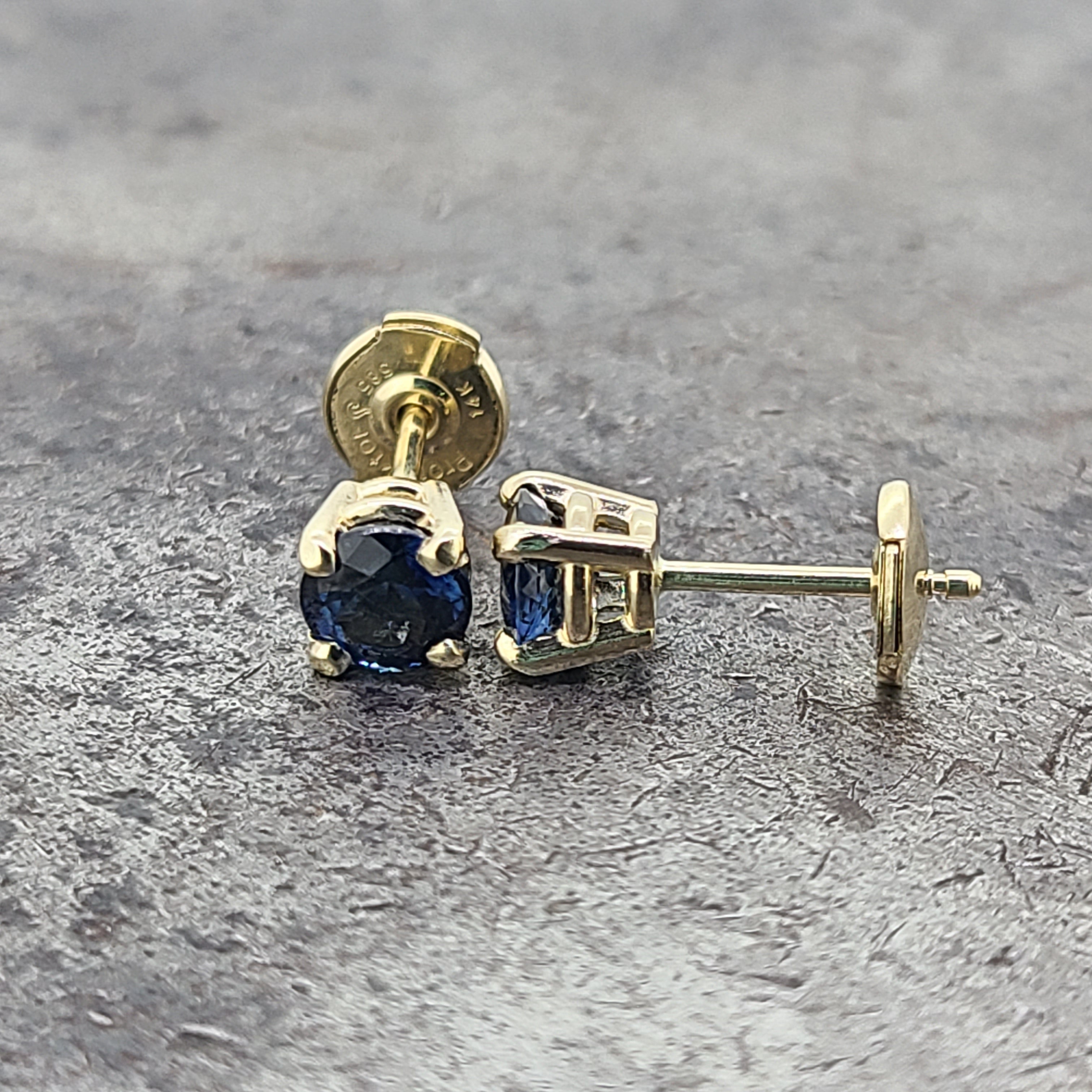 18k Gold Sapphire Studs, Lab Grown Sapphire Earrings - Shraddha Shree Gems