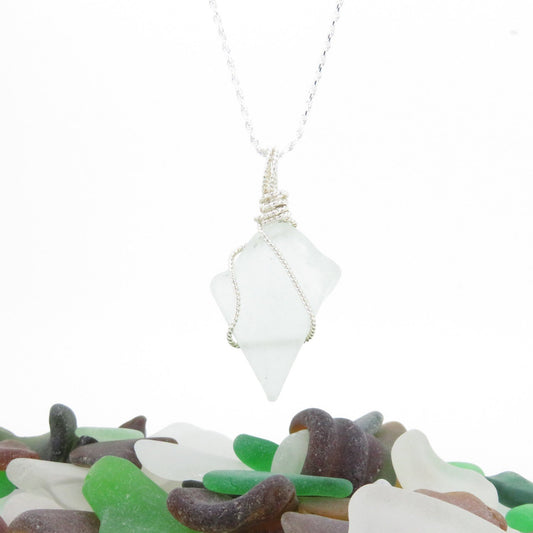 Reversable White Seaglass Necklace
