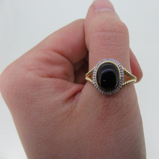 Black Onyx Halo Ring