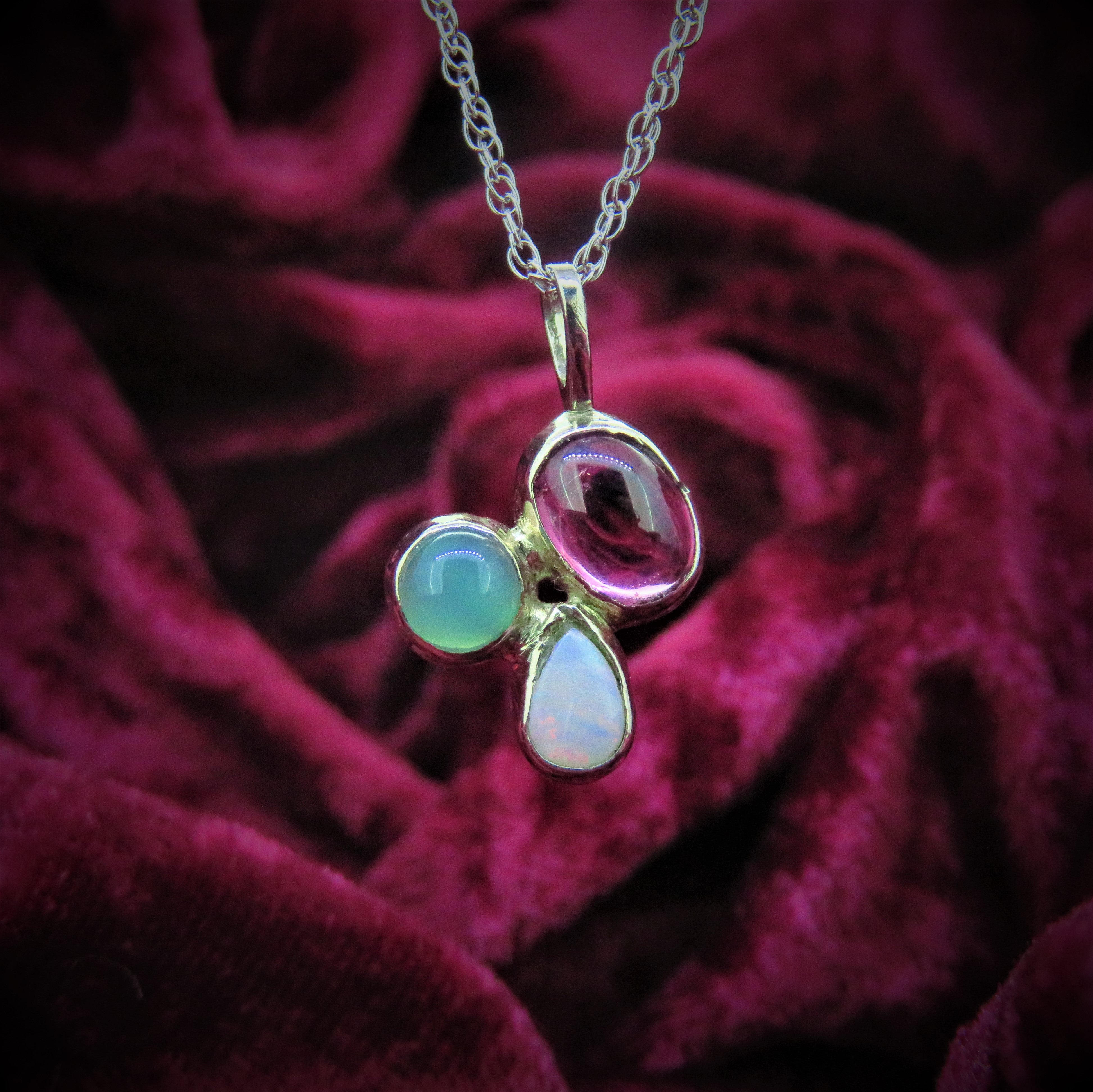 Pastel Sherbet Colored Australian Opal Bar Necklace with Pink Tourmali –  Angel Alchemy