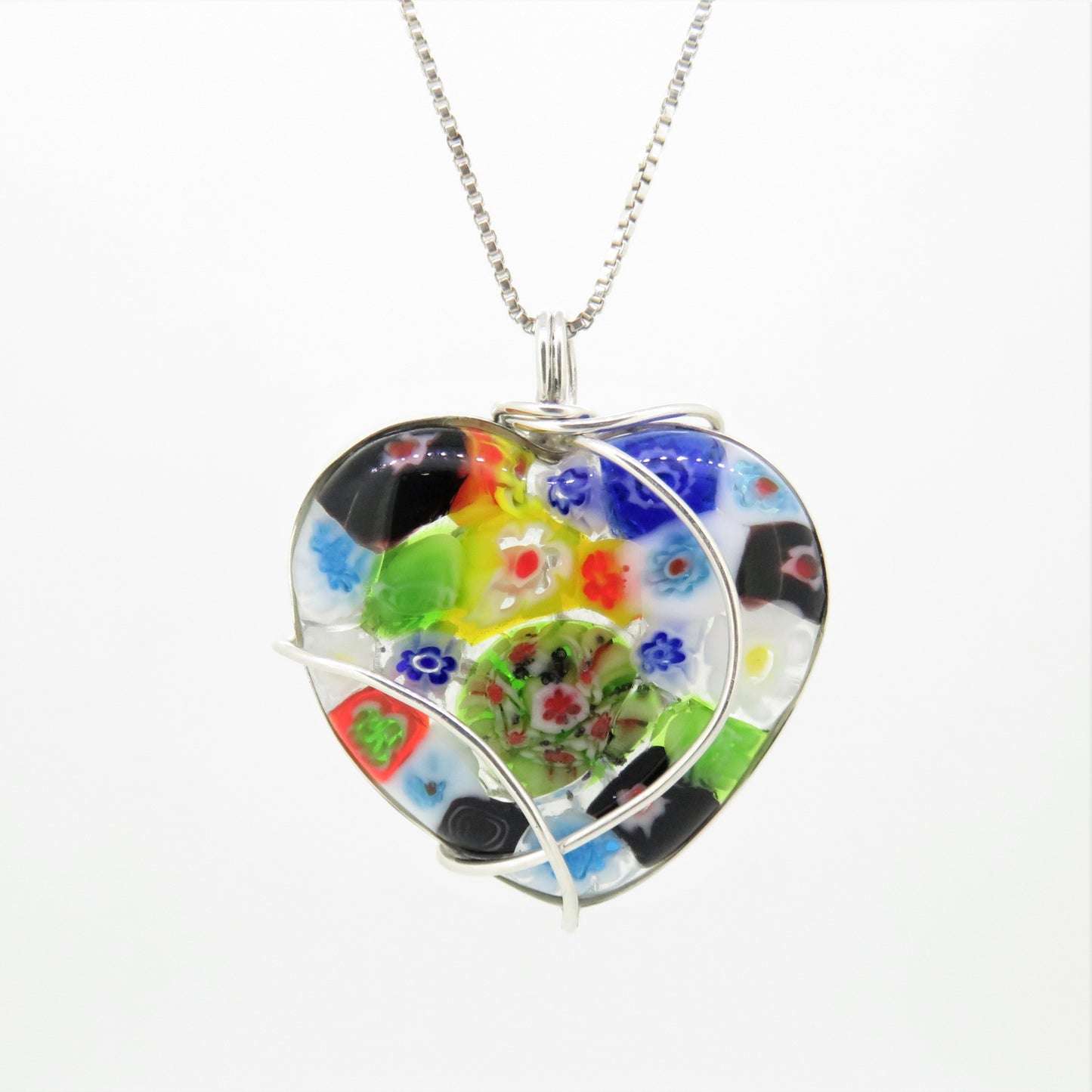 Large Multi-Color Fused Glass Necklace